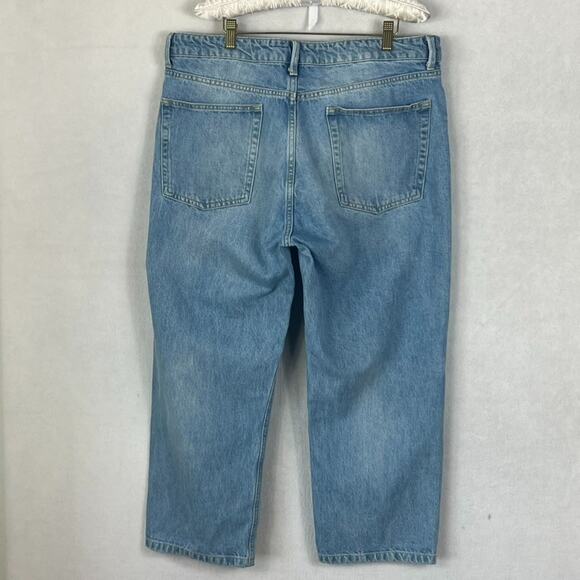 Raey Jeans Women's Size 32 Straight High Rise Cropped Organic Cotton Button Fly - Picture 2 of 11